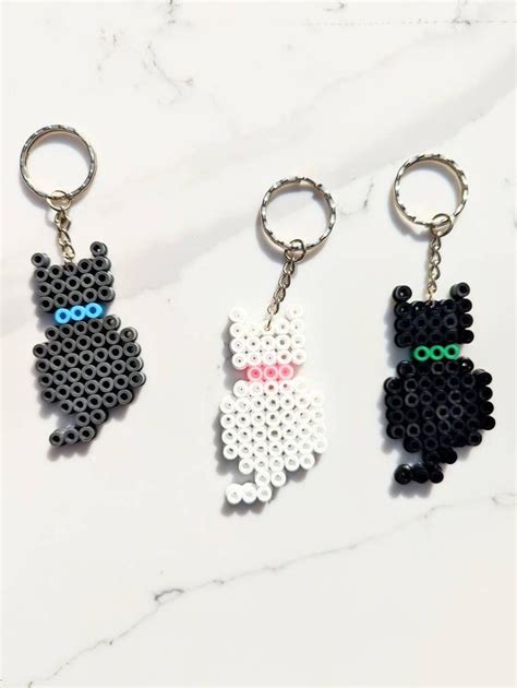 Charity Cat Hama Bead Keychainhama Bead Arthama Bead Keyringhandbag