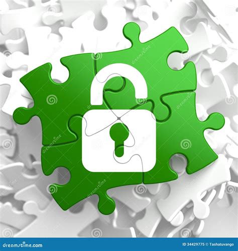 Security Concept On Green Puzzle Pieces Stock Illustration