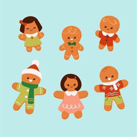 Premium Vector Hand Drawn Gingerbread Man Cookie Collection