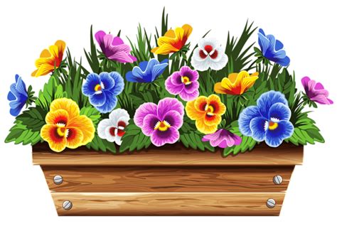 Box With Violets Png Clipart Picture Wooden Flowers Flower Art