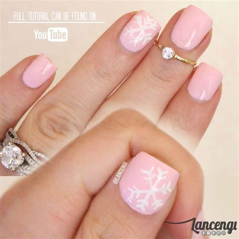 Seriously Saving Pink And White Snowflake Nail Art Design Lancengi