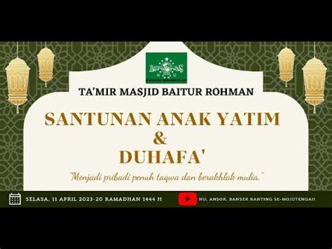 Santunan Anak Yatim Dan Duhafa Di Masjid Baitur Rohman Sekarjalak