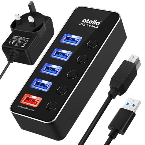 Atolla Usb Hub Powered 4 Port Usb 30 Data Hub1 Smart Usb Charging