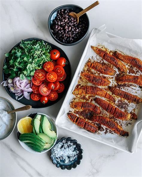 ‘one Tray’ Hasselback Sweet Potato Bake 🥑🌱🍅🍠 I Ve Copied The Recipe Below👇🏻 Perfect With Your