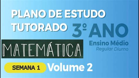 Corre O Pet Matem Tica Ano Semana Volume Youtube