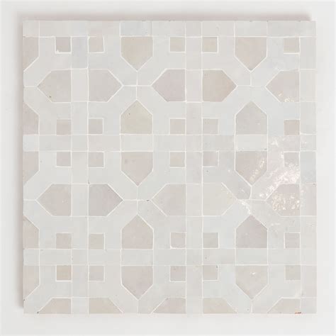 Tetouan Zellige Mosaic Tile Grande Silk Line And Wheat Fill