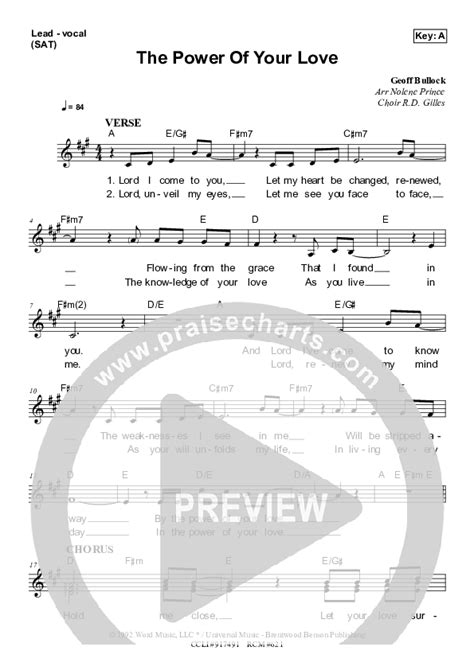 The Power Of Your Love Sheet Music PDF Dennis Prince Nolene Prince