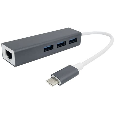 02708 - Placa de retea Gigabit, externa, intrare USB Type-C + 3xHUB USB ...