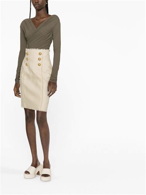 Balmain High Waisted Skirt Neutrals Farfetch