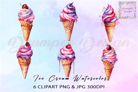 Watercolor Colorful Ice Cream Clipart Graphic By Drumpee Design · Creative Fabrica