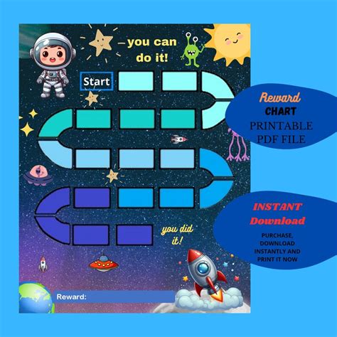 Outer Space Reward Chart Printable Astronaut Behavior Chart Daily