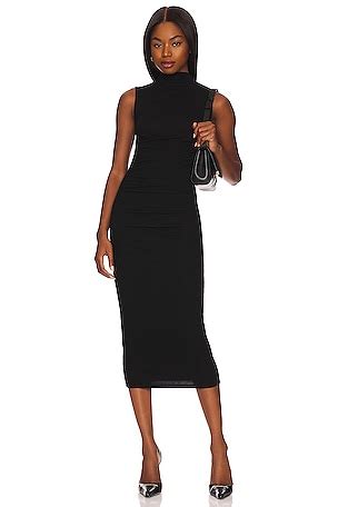 Enza Costa Silk Rib Sleeveless Twist Midi Dress In Black REVOLVE