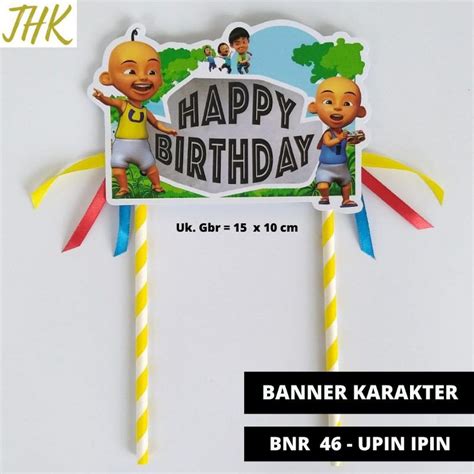 Jual BNR 46 Hiasan Tusukan Kue Ulang Tahun Cake Topper Banner Happy