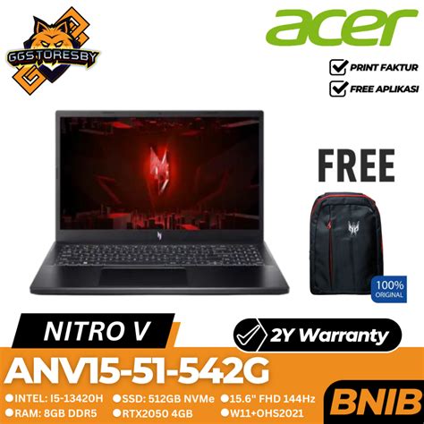 Jual Laptop Acer Nitro V 15 Anv15 51 542g I5 13420h 8512 Rtx2050 W11ohs Shopee Indonesia