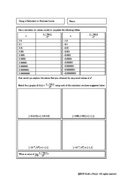 Using A Calculator To Evaluate Limits By Grab A Pencil Tpt