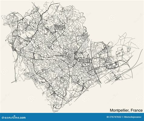 Street Roads Map of MONTPELLIER, FRANCE Stock Vector - Illustration of ...