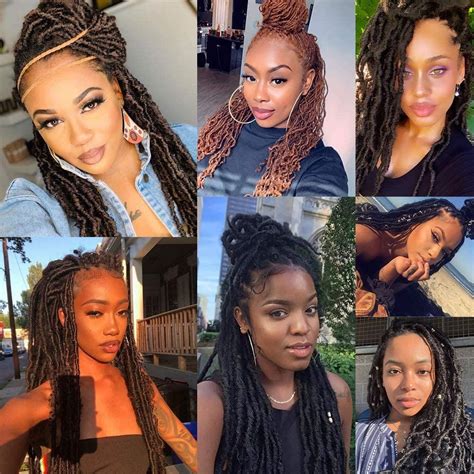 Wecan 18 Inch Soft Locs Crochet Hair 7 Packs Pre Looped Faux Goddess Locs Synthetic Braids 1b