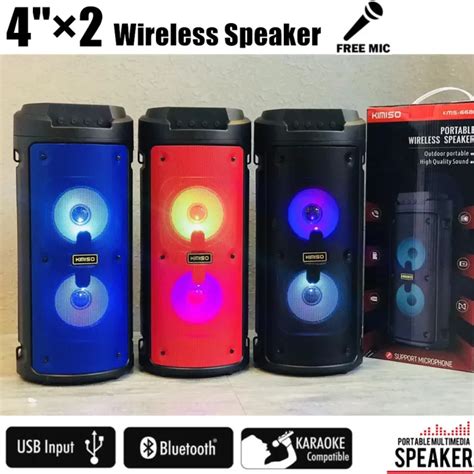 Dual 4 Inches Karaoke Wireless Portable Bluetooth Speaker With Free