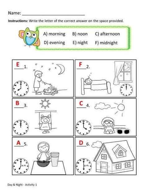 Day And Night Worksheet For Nursery