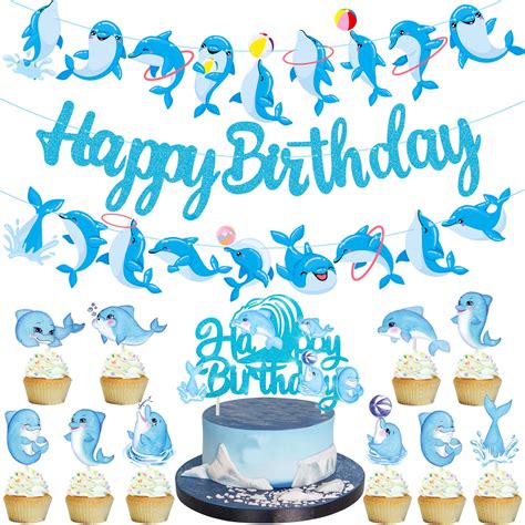 Buy Dolphin Birthday Party Supplies Dolphin Theme Cupcake Toppers