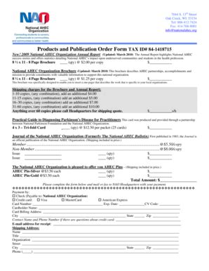 Fillable Online Nationalahec Products And Publication Order Form TAX ID