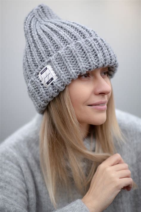 We Niana Czapka Beanie Chunky Knit Grey Pakamera Pl