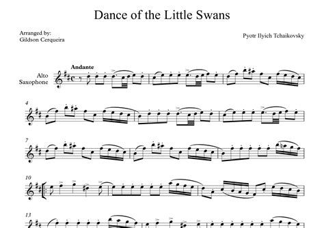 Dance Of The Little Swans Arr Gildson Cerqueira Sheet Music Pyotr Ilyich Tchaikovsky Alto