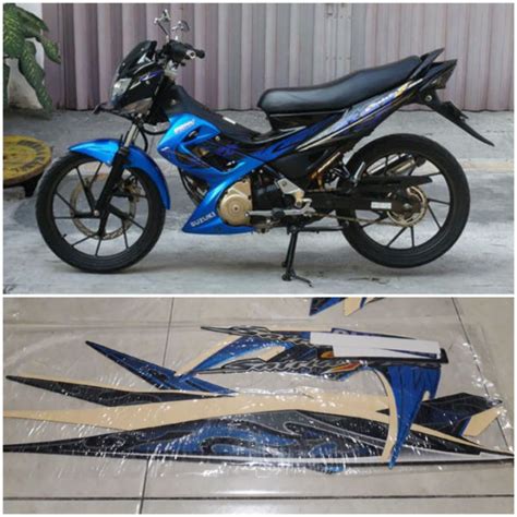 Jual STIKER STRIPING LIS BODY SUZUKI SATRIA FU 150 2010 BARONG BIRU