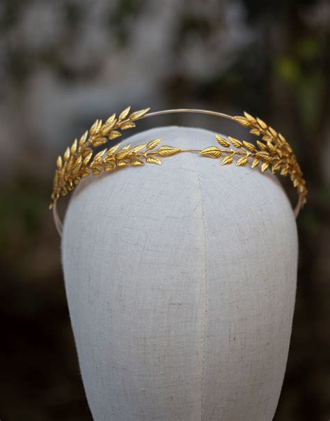 Greek Goddess Hair Vine Bridal Gold Leaves Headband Laurel Leaf