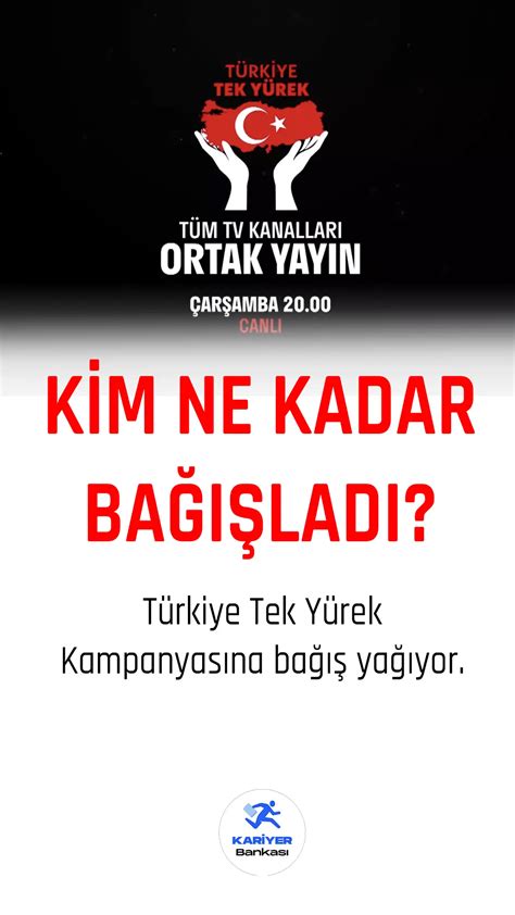 Türkiye Tek Yürek Kampanyasına Adeta Bağış Yağdı