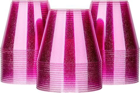 Bhucutu 100 Pieces 9oz Plastic Cups Disposable Glitter Cups