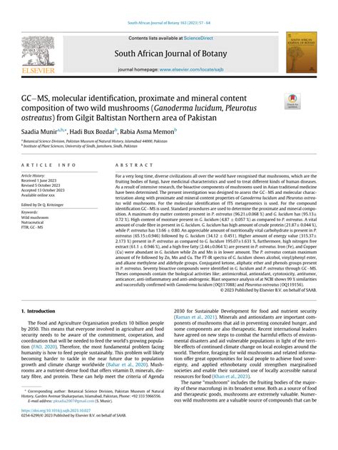 Pdf Gc Ms Molecular Identification Proximate And Mineral Content