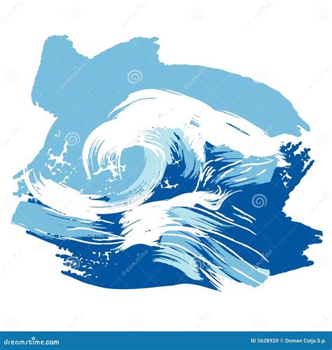 Respingo Escovado Estilizado Das Ondas De Oceano Ilustração do Vetor