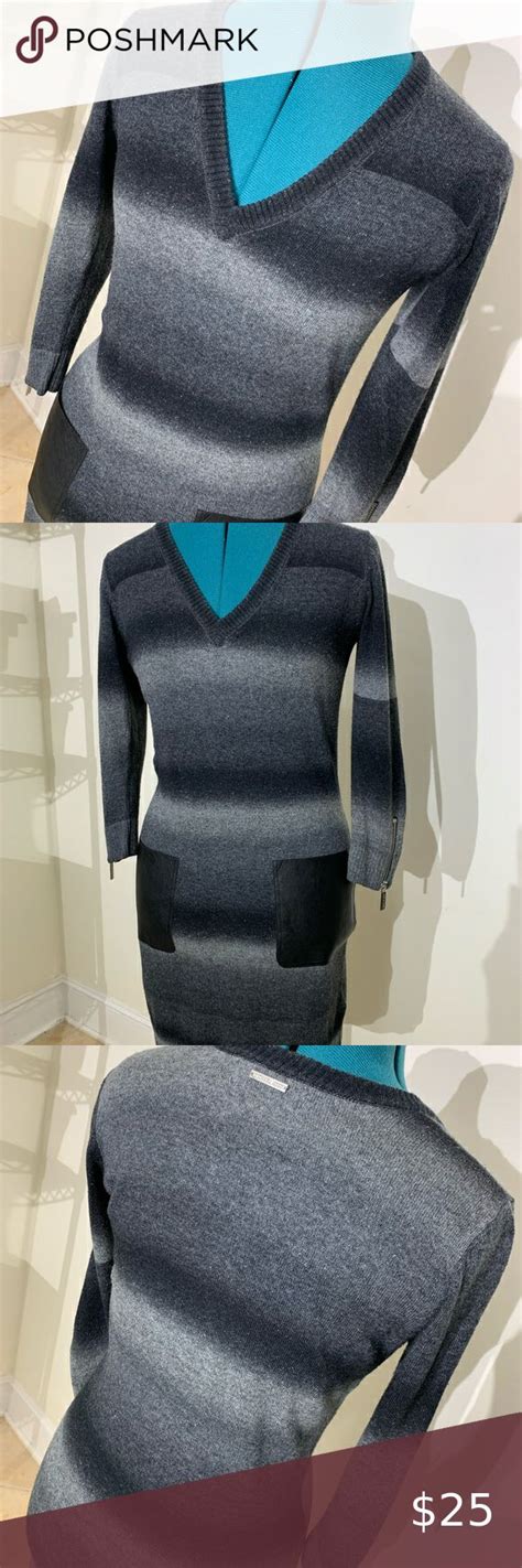 Euc Michael Kors Black Gray Sweater Dress Sexy Sweater Dress Gray