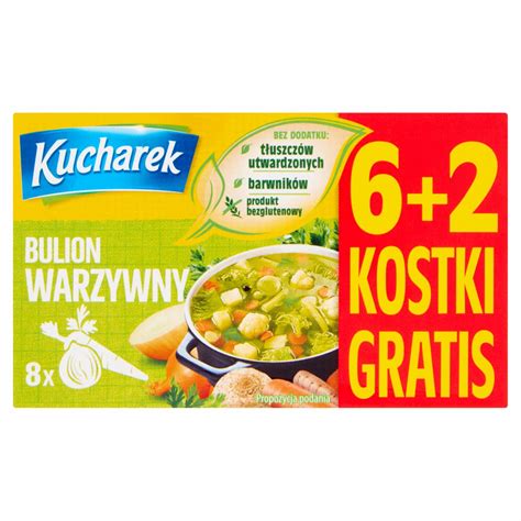 Kucharek Bulion warzywny 80 g 8 x 10 g kalorie kJ i wartości