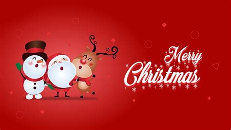 Merry Christmas And Cartoon Toy And Santa Claus With Red Background HD ...