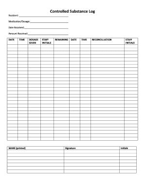 Fillable Online Dhss Alaska Controlled Substance Log Sample Form