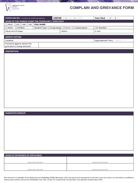 Fillable Online Mcb Laboratory Use Request Student Form Fax Email