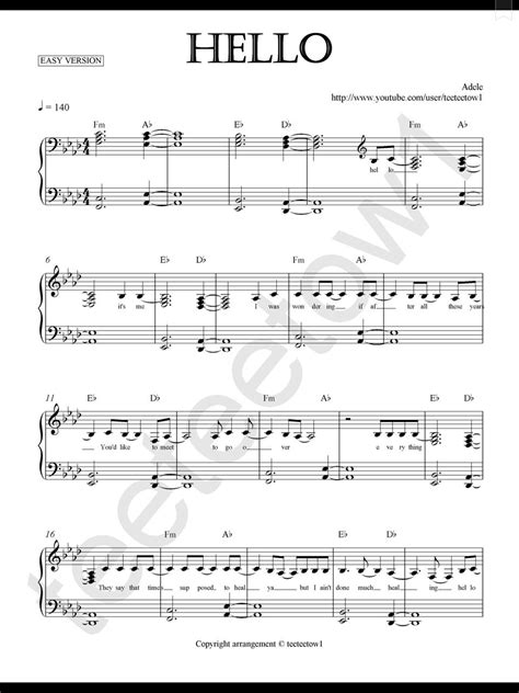 Piano Sheet Music | Piano sheet music, Adele piano, Piano sheet