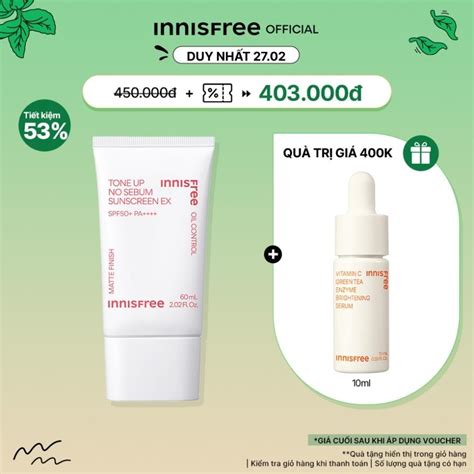 Kem Chống Nắng Nâng Tone Kiềm Dầu Innisfree Tone Up No Sebum