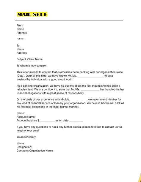 Credit Reference Letter For Banks How To Templates And Examples Mail To Self