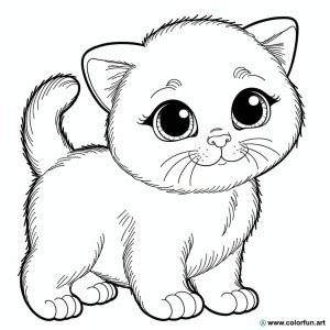 Coloriage d un petit chaton à Télécharger ou à Imprimer gratuitement