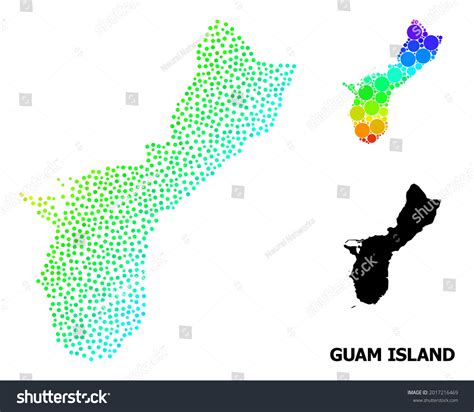 Pixelated Spectral Monochrome Map Guam Island Stock Vector Royalty