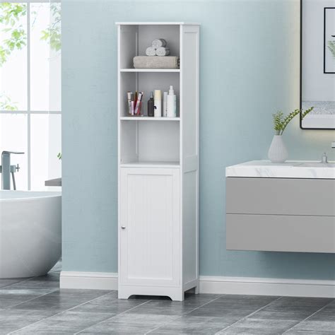 Contemporary Free Standing Linen Tower Storage Bathroom Cabinet Nh49 Noble House Furniture