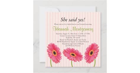 Pink Gerbera Daisy Bridal Shower Invitations Zazzle