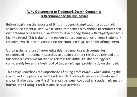 Ppt Why Outsourcing To Trademark Search Companies Is Recommended For