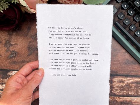 Typed Dad Bereavement Poem A5 Heavenly Dad Custom Poem Print Etsy