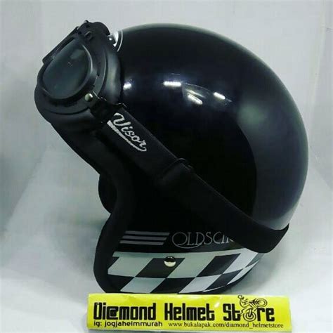 Jual Helm Bogo Jp Classic Old School Black Plus Goggle Classic Jp Black