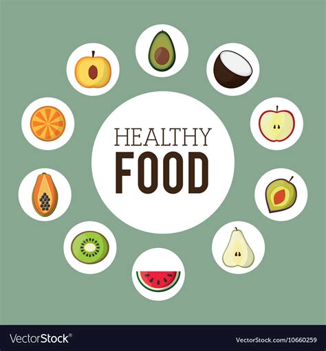 Assorted Healthy Food Icons Emblem Royalty Free Vector Image