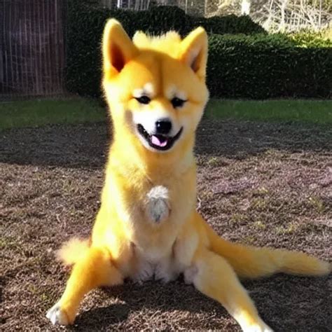 Real Life Super Saiyan Shiba Inu With Glowing Yellow Stable Diffusion